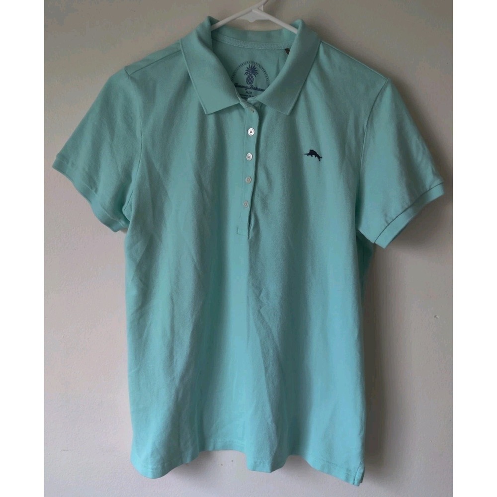 Tommy Bahama Men's Light Aqua Short Sleeve Polo Shirt Cotton Blend Size M